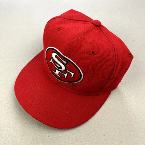 Vintage San Francisco 49ers Hat Cap Fitted 7-1/8 Red New Era NFL Pro Model 80s - Picture 1 of 8